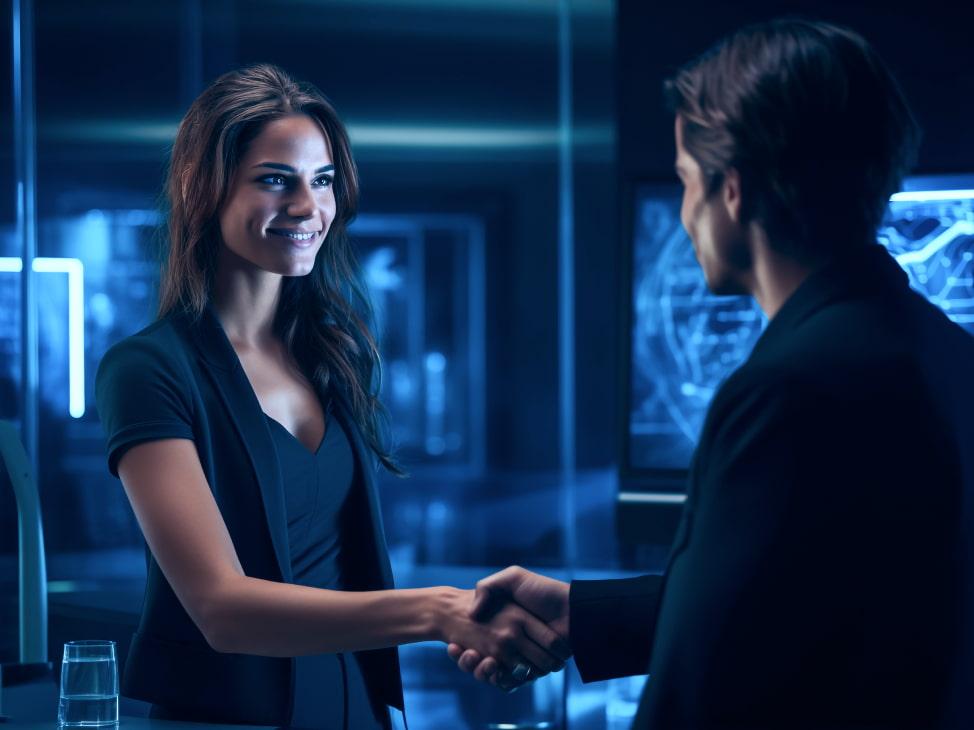 Two professionals shaking hands